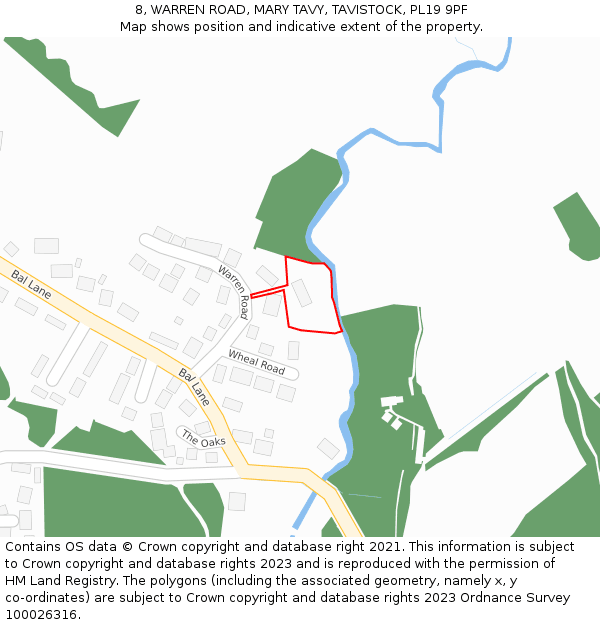 8, WARREN ROAD, MARY TAVY, TAVISTOCK, PL19 9PF: Location map and indicative extent of plot