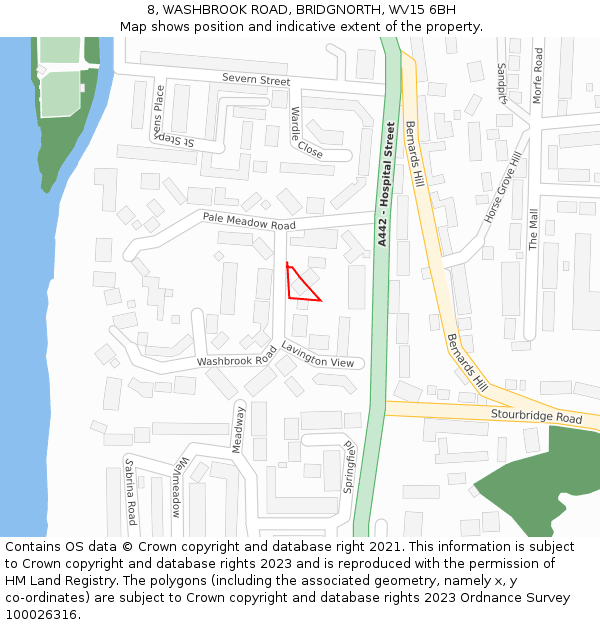 8, WASHBROOK ROAD, BRIDGNORTH, WV15 6BH: Location map and indicative extent of plot