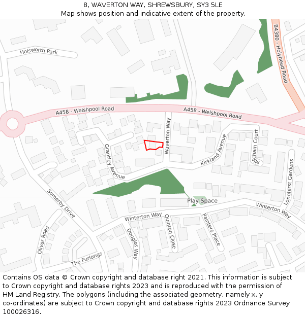 8, WAVERTON WAY, SHREWSBURY, SY3 5LE: Location map and indicative extent of plot