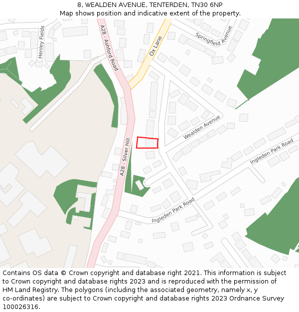 8, WEALDEN AVENUE, TENTERDEN, TN30 6NP: Location map and indicative extent of plot