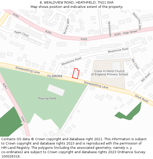 8, WEALDVIEW ROAD, HEATHFIELD, TN21 0XA: Location map and indicative extent of plot