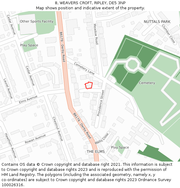 8, WEAVERS CROFT, RIPLEY, DE5 3NP: Location map and indicative extent of plot