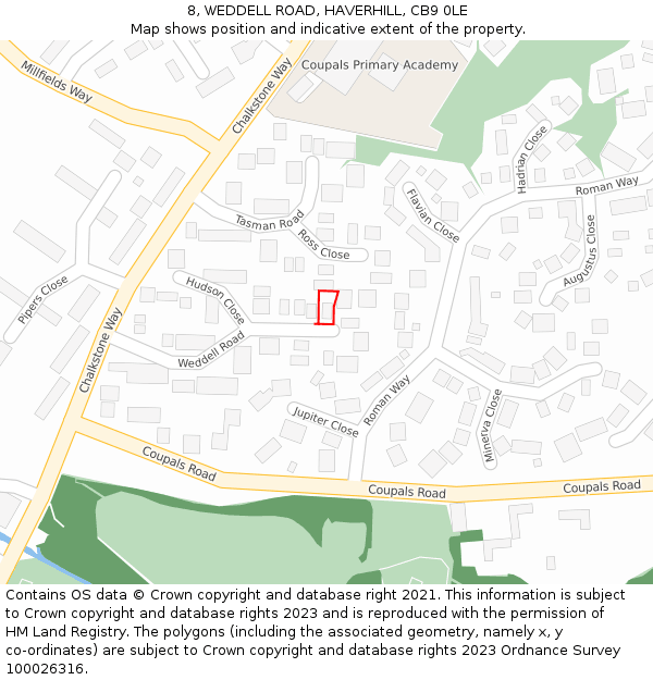 8, WEDDELL ROAD, HAVERHILL, CB9 0LE: Location map and indicative extent of plot