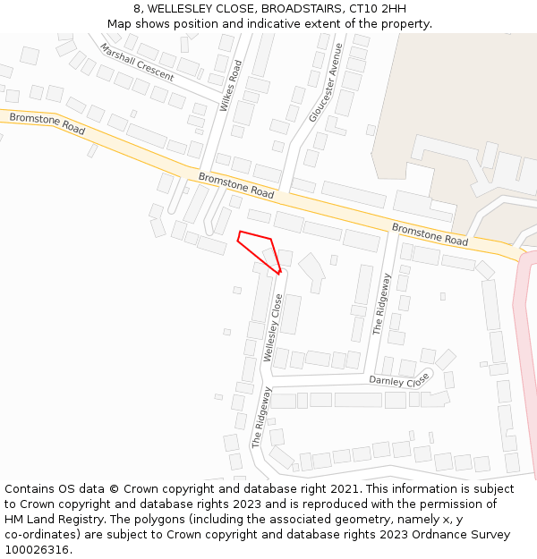 8, WELLESLEY CLOSE, BROADSTAIRS, CT10 2HH: Location map and indicative extent of plot