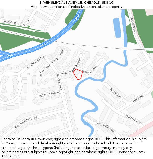 8, WENSLEYDALE AVENUE, CHEADLE, SK8 1QJ: Location map and indicative extent of plot