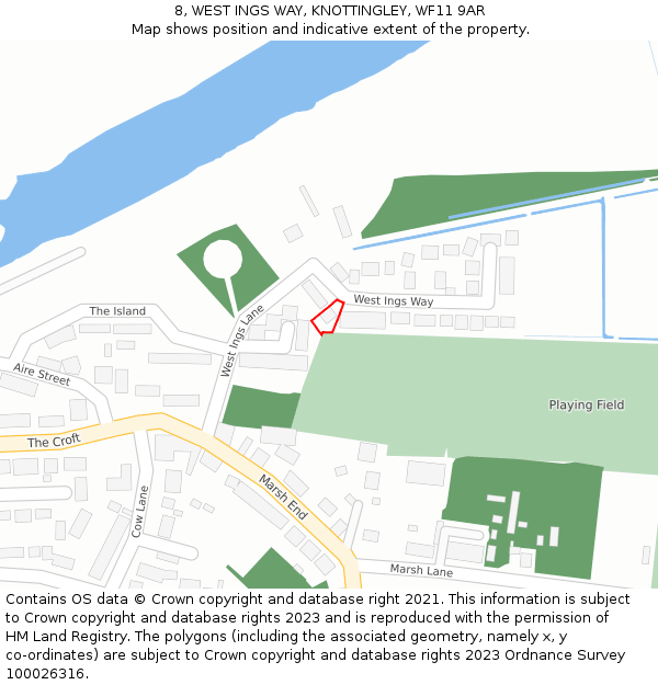 8, WEST INGS WAY, KNOTTINGLEY, WF11 9AR: Location map and indicative extent of plot