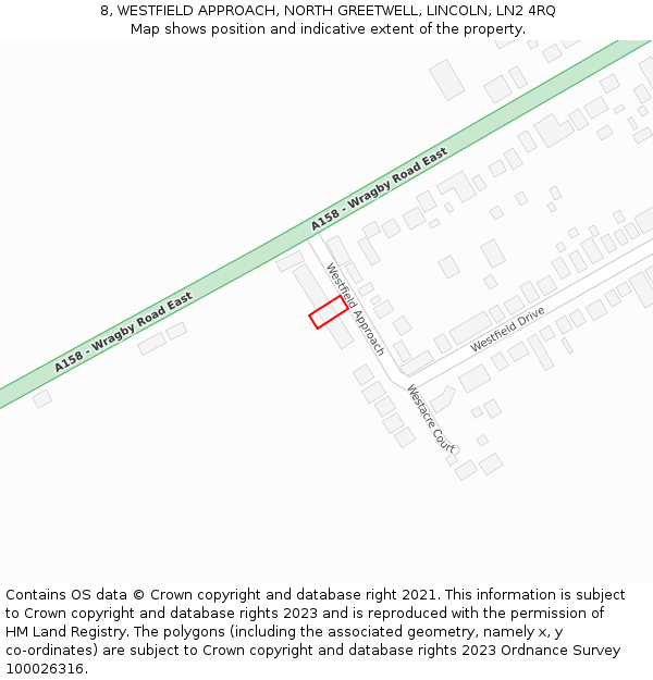 8, WESTFIELD APPROACH, NORTH GREETWELL, LINCOLN, LN2 4RQ: Location map and indicative extent of plot