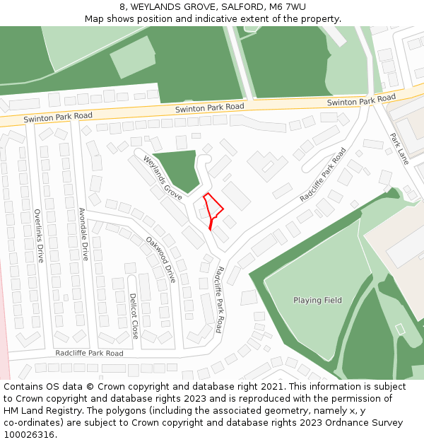 8, WEYLANDS GROVE, SALFORD, M6 7WU: Location map and indicative extent of plot