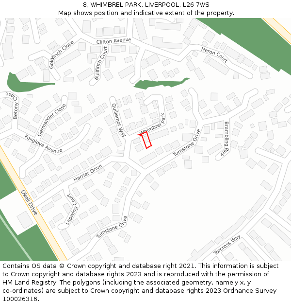 8, WHIMBREL PARK, LIVERPOOL, L26 7WS: Location map and indicative extent of plot