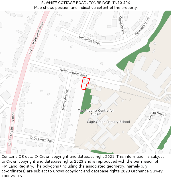 8, WHITE COTTAGE ROAD, TONBRIDGE, TN10 4PX: Location map and indicative extent of plot