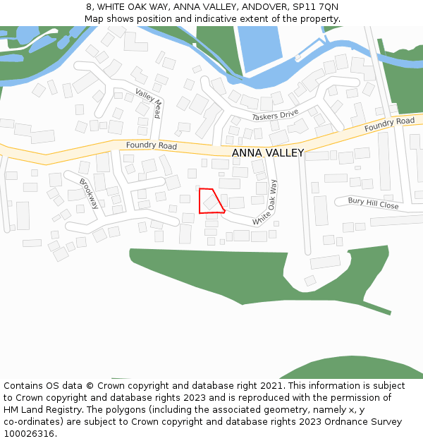 8, WHITE OAK WAY, ANNA VALLEY, ANDOVER, SP11 7QN: Location map and indicative extent of plot