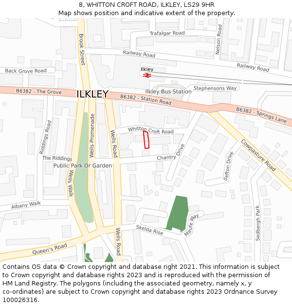 8, WHITTON CROFT ROAD, ILKLEY, LS29 9HR: Location map and indicative extent of plot