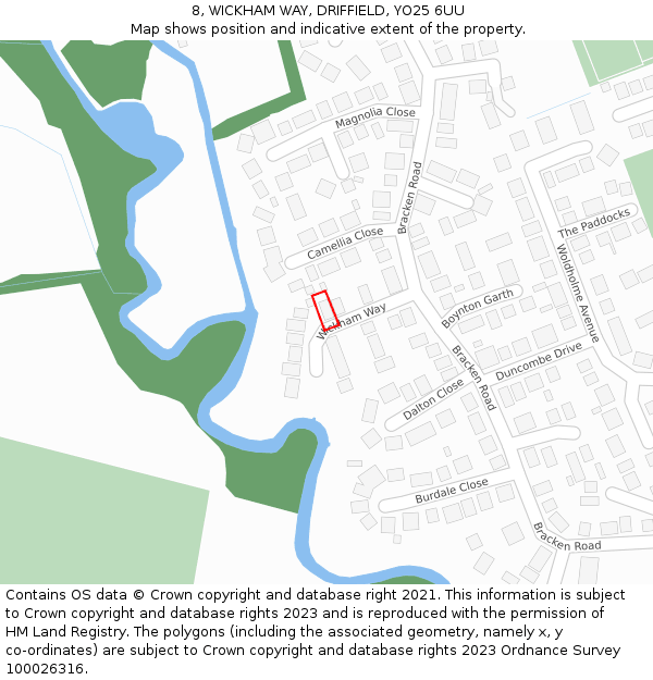 8, WICKHAM WAY, DRIFFIELD, YO25 6UU: Location map and indicative extent of plot