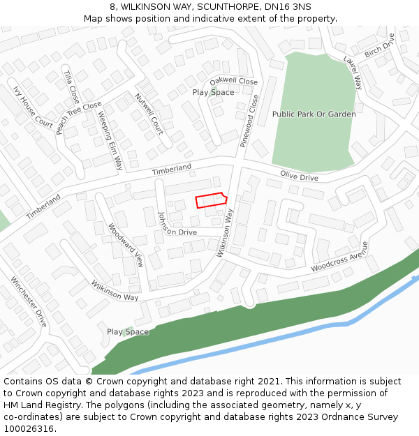 8, WILKINSON WAY, SCUNTHORPE, DN16 3NS: Location map and indicative extent of plot