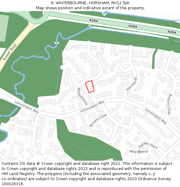 8, WINTERBOURNE, HORSHAM, RH12 5JW: Location map and indicative extent of plot