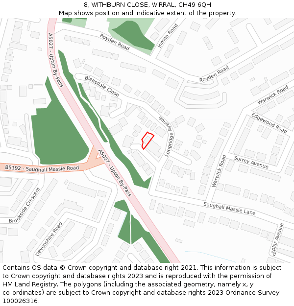 8, WITHBURN CLOSE, WIRRAL, CH49 6QH: Location map and indicative extent of plot