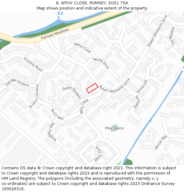 8, WITHY CLOSE, ROMSEY, SO51 7SA: Location map and indicative extent of plot