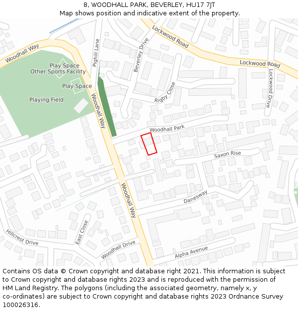 8, WOODHALL PARK, BEVERLEY, HU17 7JT: Location map and indicative extent of plot