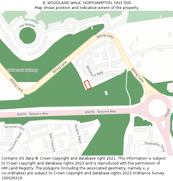 8, WOODLAND WALK, NORTHAMPTON, NN3 5NS: Location map and indicative extent of plot
