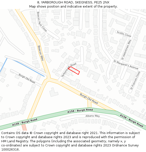 8, YARBOROUGH ROAD, SKEGNESS, PE25 2NX: Location map and indicative extent of plot