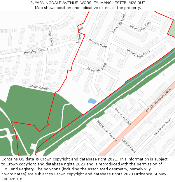 8, YARNINGDALE AVENUE, WORSLEY, MANCHESTER, M28 3UT: Location map and indicative extent of plot