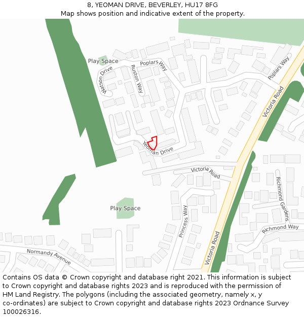 8, YEOMAN DRIVE, BEVERLEY, HU17 8FG: Location map and indicative extent of plot