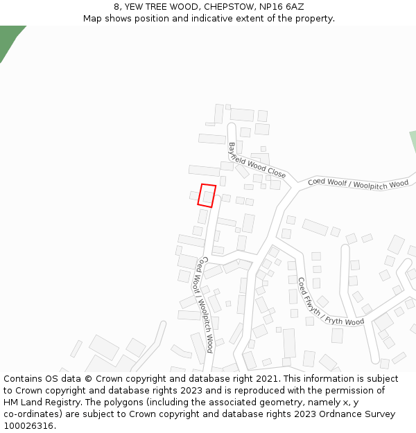 8, YEW TREE WOOD, CHEPSTOW, NP16 6AZ: Location map and indicative extent of plot