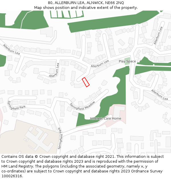 80, ALLERBURN LEA, ALNWICK, NE66 2NQ: Location map and indicative extent of plot