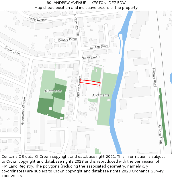 80, ANDREW AVENUE, ILKESTON, DE7 5DW: Location map and indicative extent of plot