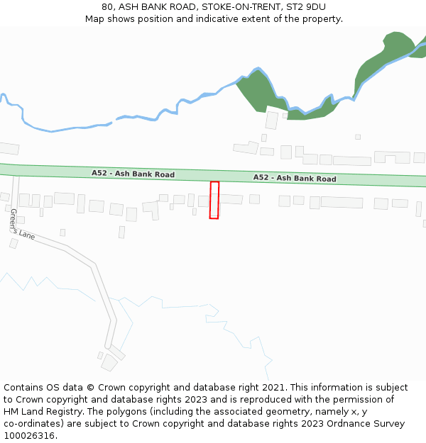 80, ASH BANK ROAD, STOKE-ON-TRENT, ST2 9DU: Location map and indicative extent of plot