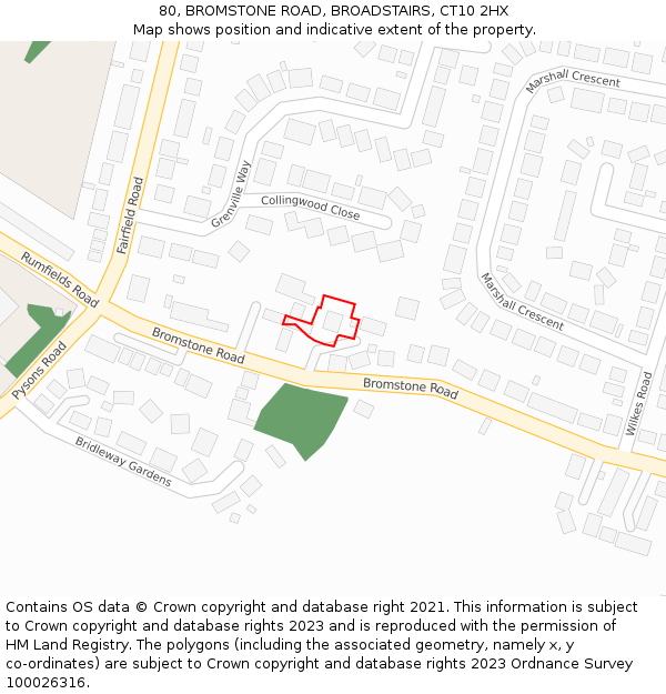 80, BROMSTONE ROAD, BROADSTAIRS, CT10 2HX: Location map and indicative extent of plot