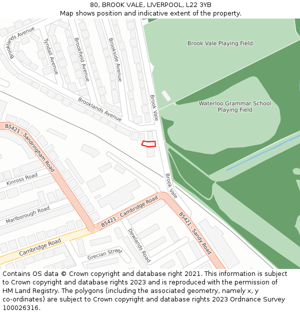 80, BROOK VALE, LIVERPOOL, L22 3YB: Location map and indicative extent of plot