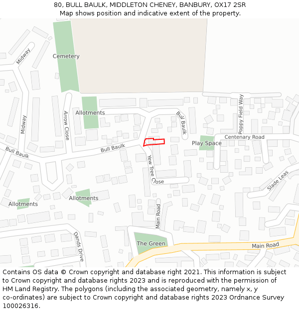 80, BULL BAULK, MIDDLETON CHENEY, BANBURY, OX17 2SR: Location map and indicative extent of plot