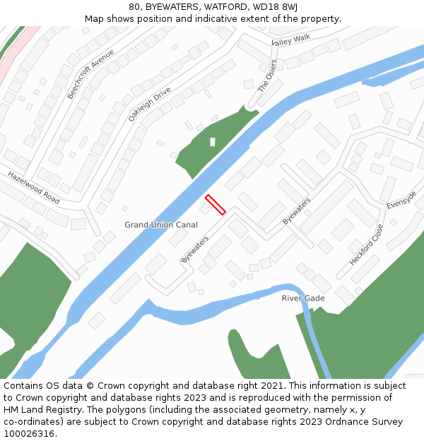 80, BYEWATERS, WATFORD, WD18 8WJ: Location map and indicative extent of plot