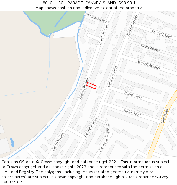 80, CHURCH PARADE, CANVEY ISLAND, SS8 9RH: Location map and indicative extent of plot