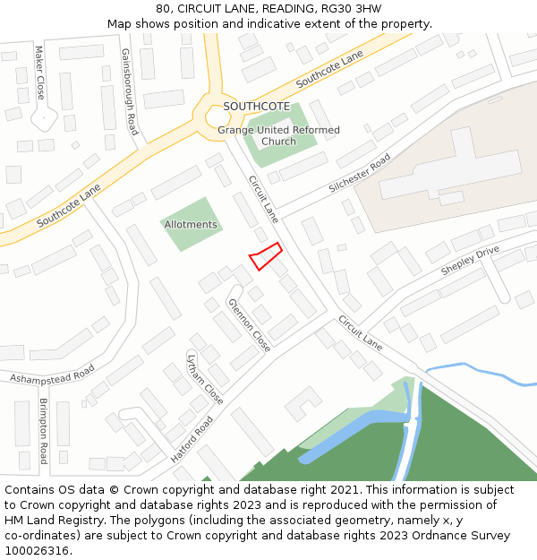 80, CIRCUIT LANE, READING, RG30 3HW: Location map and indicative extent of plot