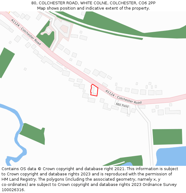 80, COLCHESTER ROAD, WHITE COLNE, COLCHESTER, CO6 2PP: Location map and indicative extent of plot