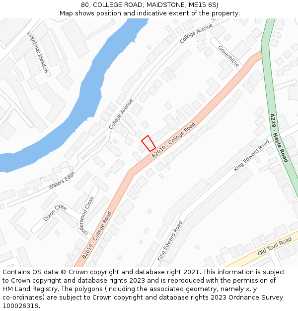 80, COLLEGE ROAD, MAIDSTONE, ME15 6SJ: Location map and indicative extent of plot