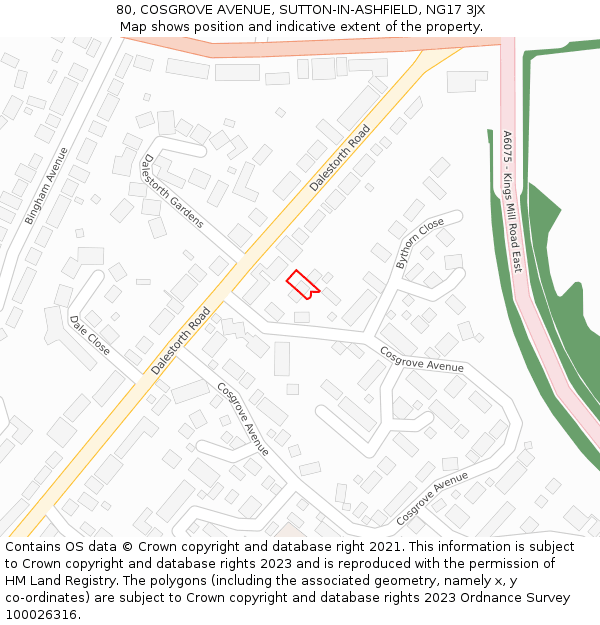 80, COSGROVE AVENUE, SUTTON-IN-ASHFIELD, NG17 3JX: Location map and indicative extent of plot