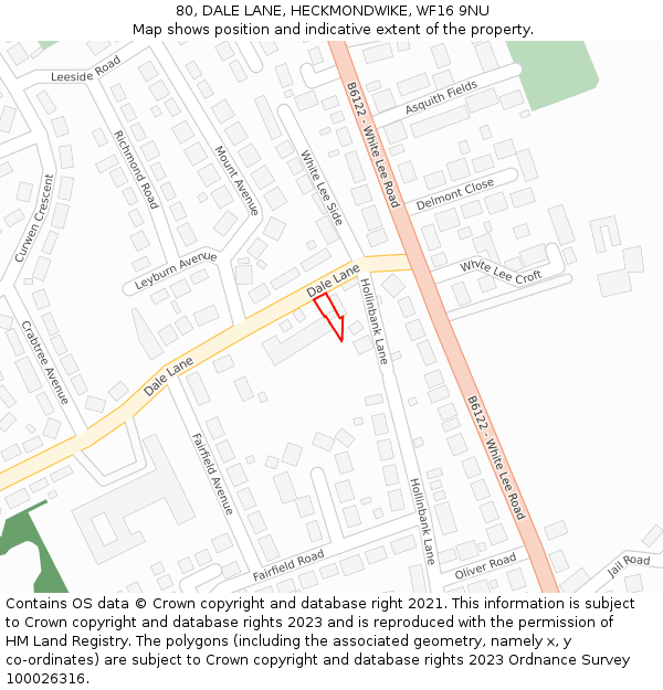 80, DALE LANE, HECKMONDWIKE, WF16 9NU: Location map and indicative extent of plot