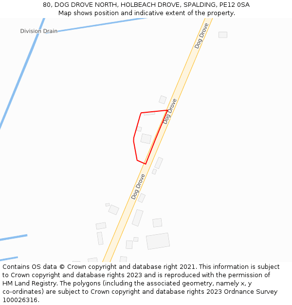 80, DOG DROVE NORTH, HOLBEACH DROVE, SPALDING, PE12 0SA: Location map and indicative extent of plot