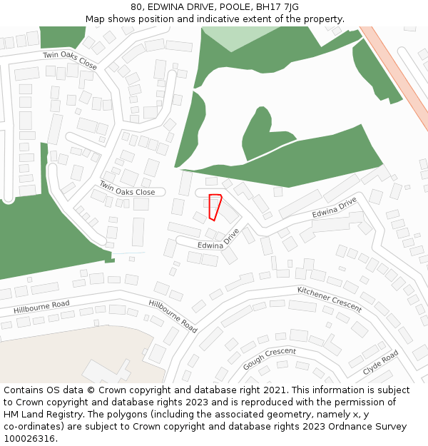 80, EDWINA DRIVE, POOLE, BH17 7JG: Location map and indicative extent of plot