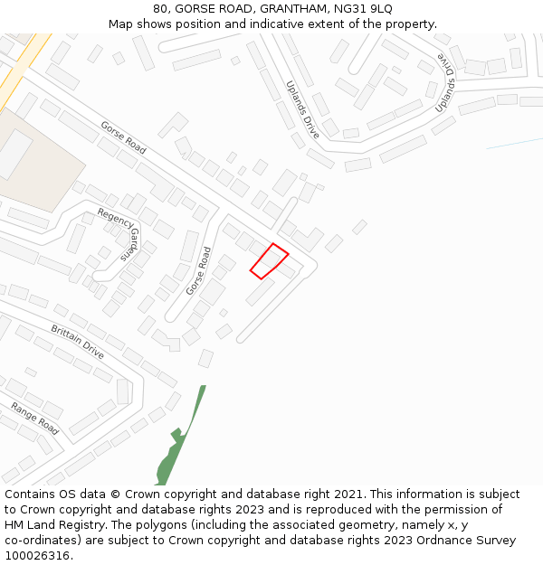 80, GORSE ROAD, GRANTHAM, NG31 9LQ: Location map and indicative extent of plot