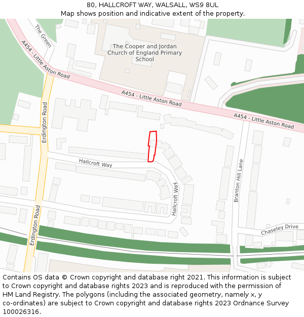 80, HALLCROFT WAY, WALSALL, WS9 8UL: Location map and indicative extent of plot