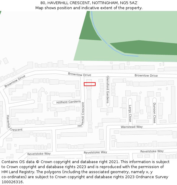 80, HAVERHILL CRESCENT, NOTTINGHAM, NG5 5AZ: Location map and indicative extent of plot