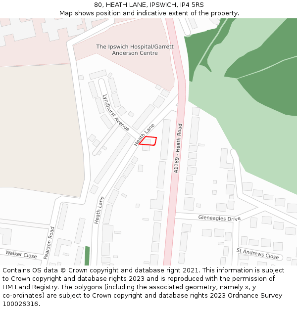 80, HEATH LANE, IPSWICH, IP4 5RS: Location map and indicative extent of plot