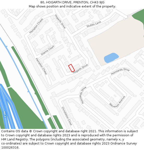 80, HOGARTH DRIVE, PRENTON, CH43 9JG: Location map and indicative extent of plot