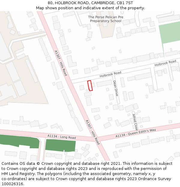 80, HOLBROOK ROAD, CAMBRIDGE, CB1 7ST: Location map and indicative extent of plot