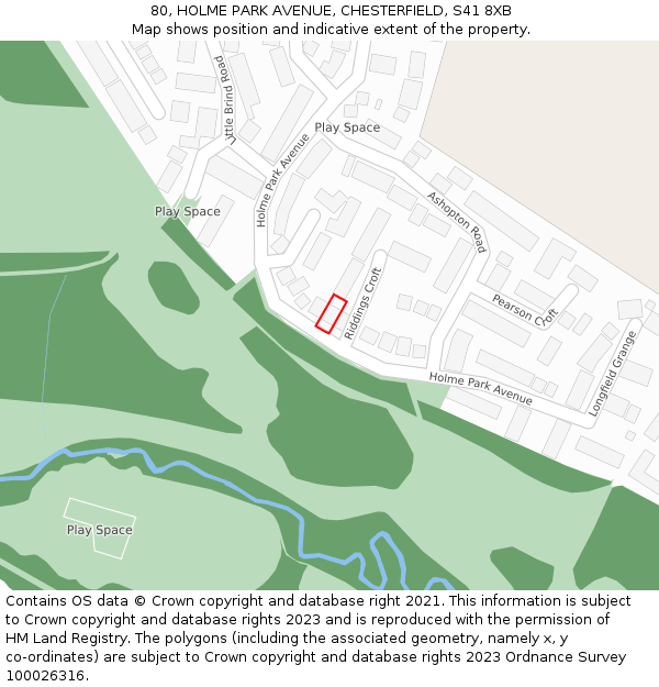 80, HOLME PARK AVENUE, CHESTERFIELD, S41 8XB: Location map and indicative extent of plot