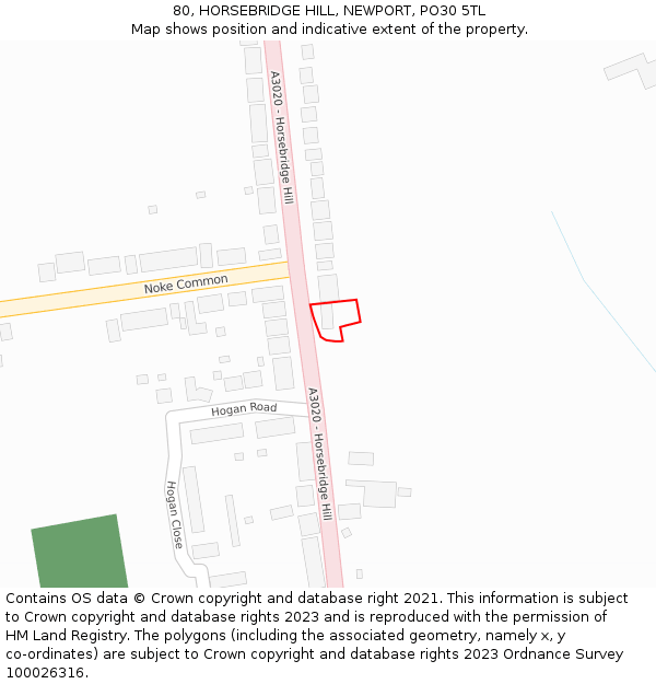 80, HORSEBRIDGE HILL, NEWPORT, PO30 5TL: Location map and indicative extent of plot